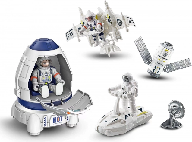 Vesoljski set z raketo in 2 figuricama kozmonavtov