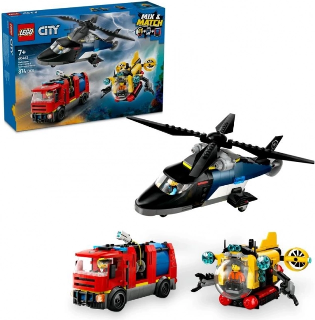LEGO® City 60462 Remix: Helikopter, gasilsko vozilo in podmornica