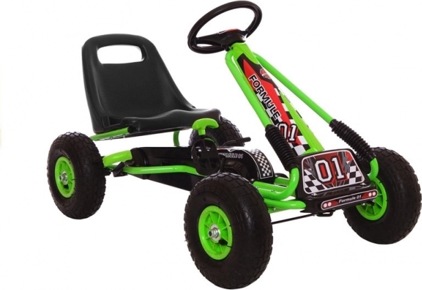 Poganjalni gokart A-15 z napihljivimi kolesi – Zelena