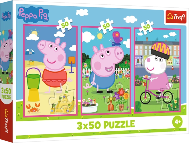 Sestavljanka 3x50 Peppa Pig - Moč prijateljstva