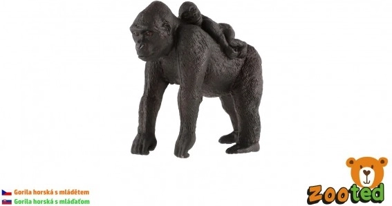 Gorila gorska z mladičem – plastična figurica 9 cm