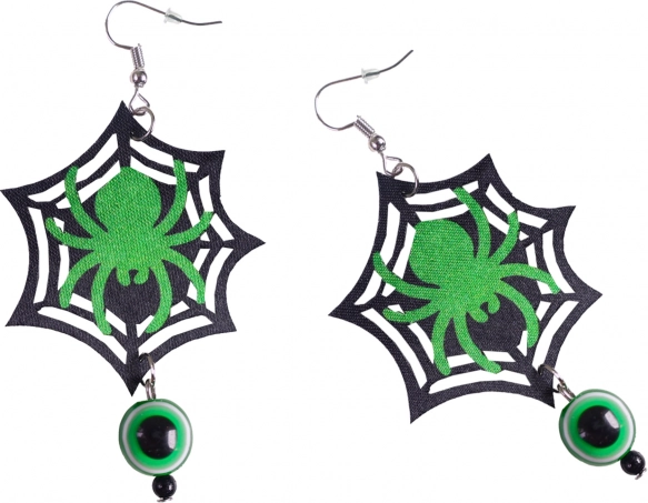 Halloweenski uhančki pajkova mreža z očesom
