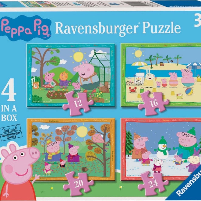 Sestavljanka Ravensburger Pujsa Pepa – letni časi 4v1 (12–24 kosov)