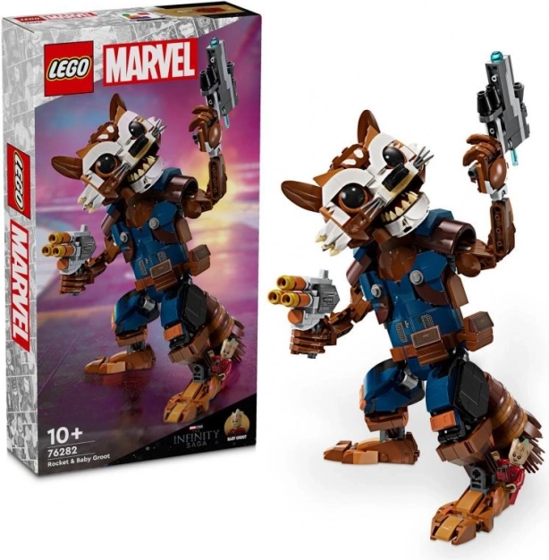 Lego Marvel Rocket in Baby Groot – gibljiva figurica 22 cm
