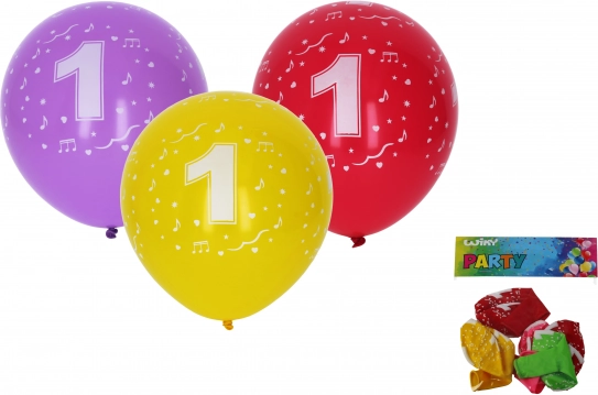 Napeljivi balončki 30 cm s številko 1 – komplet 5 kosov