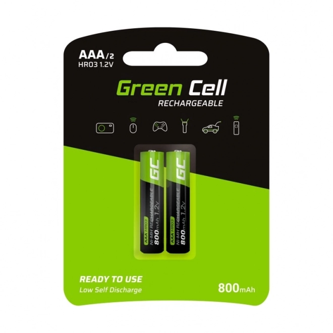 Polnilne baterije z zelenimi celicami 2x AAA HR03 800mAh