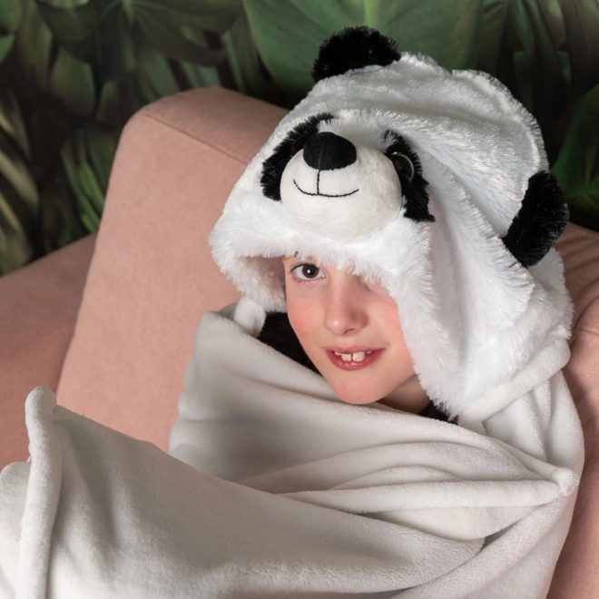 Cozy Noxxiez BL823 Panda - topla odeja s kapuco z živaljo in žepki s šapami