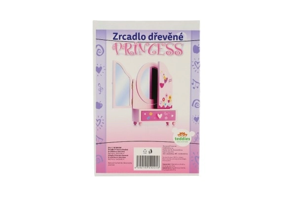 Ogledalo šatulja Princess 3-delni predal les 16x25x8cm v škatli
