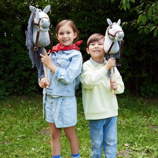 HOPPIHORSE konj na palici hobby horse velikost A4 siv