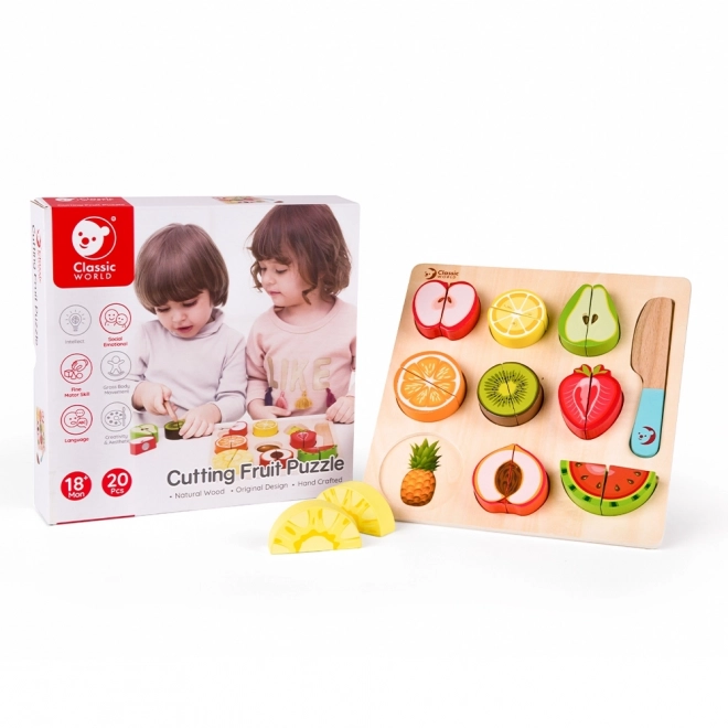 Klasični Svet Leseno Sadje za Rezanje Montessori Komplet