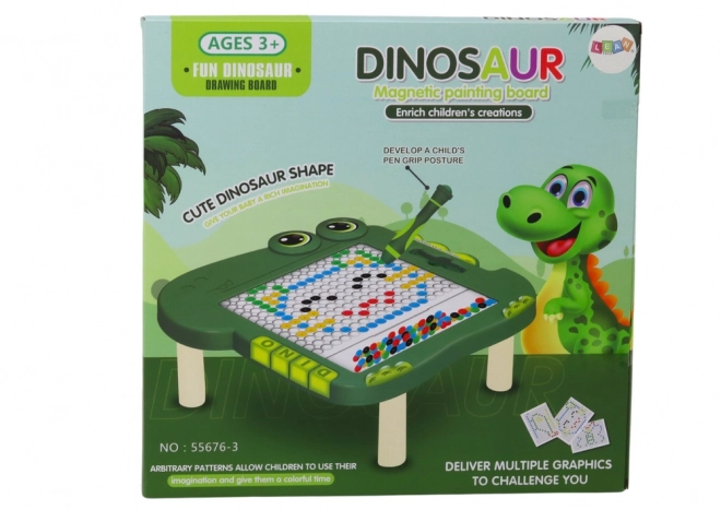 Magnetna tabla za učenje Dinozaver - Zelena z biseri