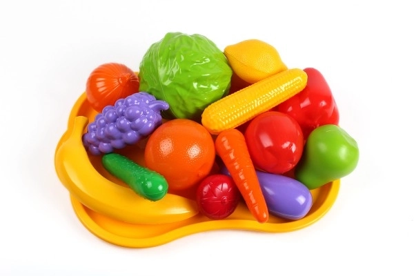 Plastični set sadja in zelenjave z pladnjem