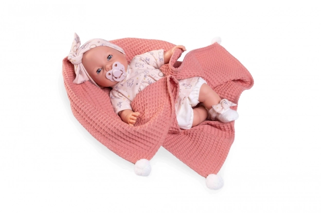 Antonio Juan 14258 BIMBA - utripajoča punčka dojenček z zvoki in mehkim tkaninskim telesom - 37 cm