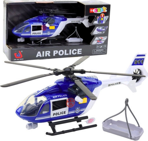 Policijski helikopter s svetlobnimi in zvočnimi učinki 1:14 s kavljem in nosili