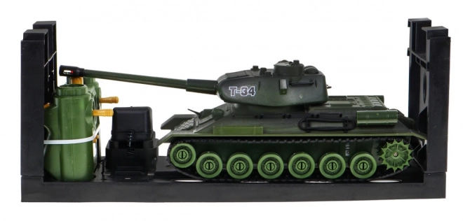 Daljinsko vodena 2 rezervoarja T-34 proti Tigru za otroke 3+ Strelni modeli 1:28 + Velika tankovska bitka + Svetlobni zvoki
