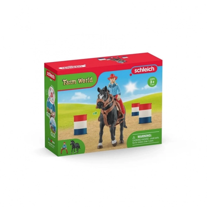 Komplet figuric Farm World Cowgirl in Dirka okoli soda