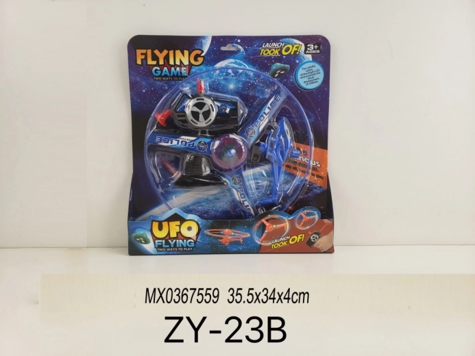 Svetleči leteči disk z izstrelitvenim helikopterjem