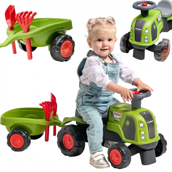 Falk otroški traktor Claas 470 Arion zelen z prikolico in kompletom za pesek