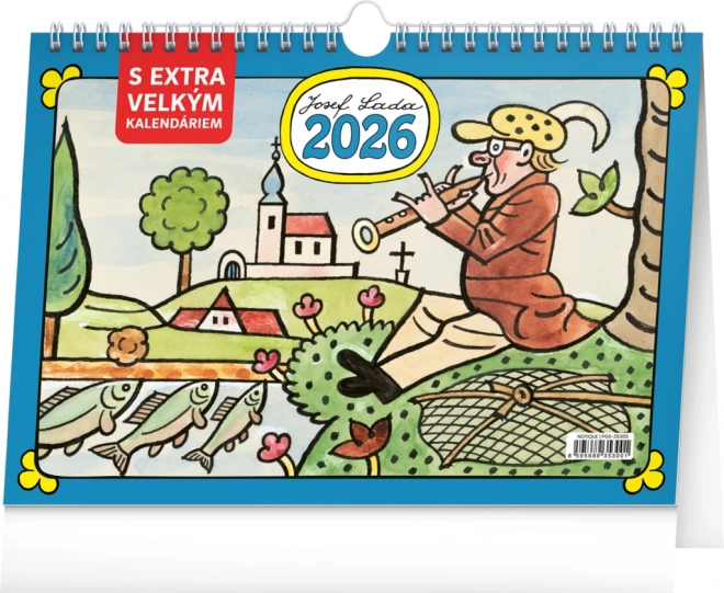 Namizni koledar Josef Lada z dodatno velikim koledarijem 2026