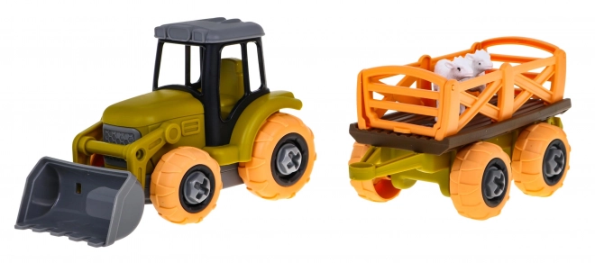 Odvijljiv traktor s žlico in prikolico + izvijač + ovca Igrača za otroke 3+