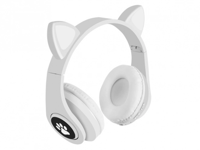 Brezžične slušalke bluetooth radio fm mp3 mačja ušesa led osvetlitev – Bele