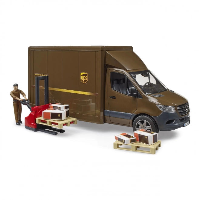 Dostavno vozilo UPS Bruder MB Sprinter s figurico in dodatki
