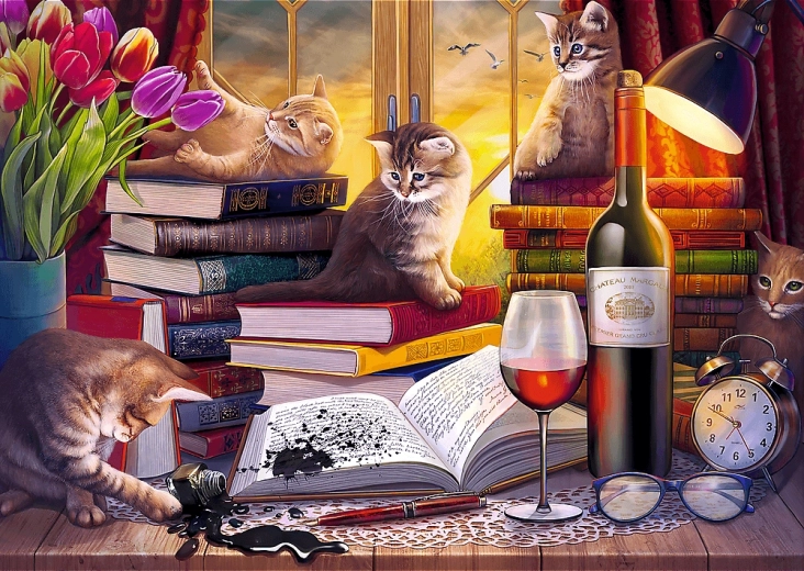 puzzle 2000 – mačji večer trefl