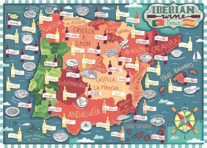Ravensburger sestavljanka Zemljevid Iberskega polotoka – vinorodna območja 1000 koščkov