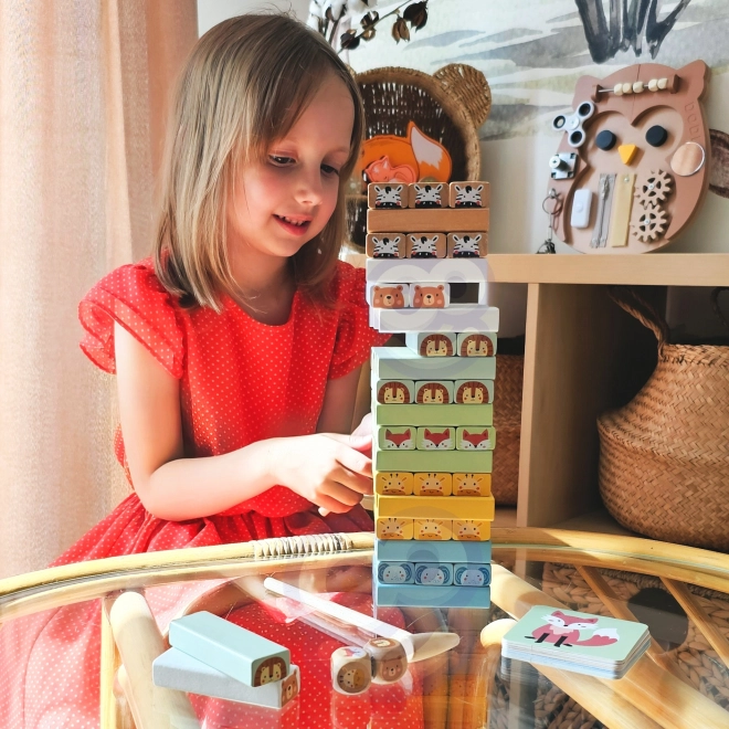 TOOKY TOY zibajoči stolp z živalmi