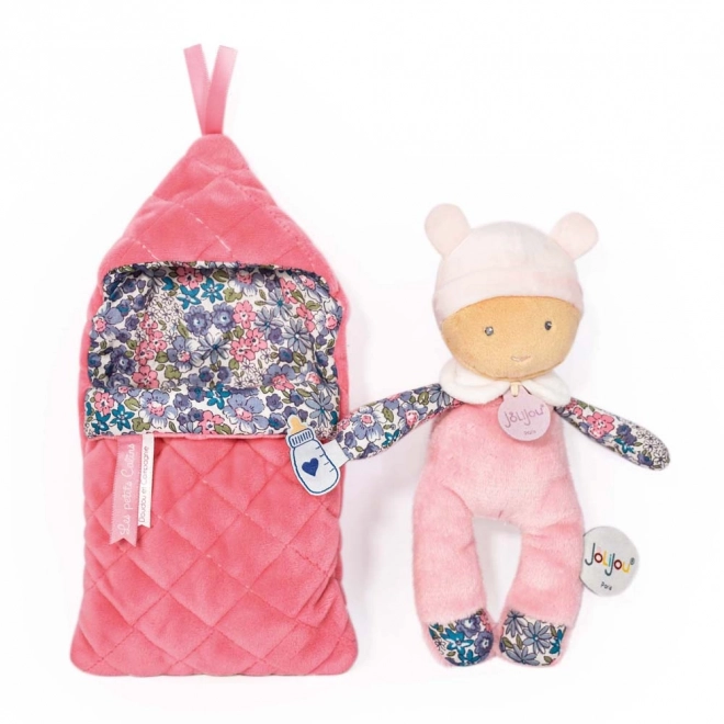 Doudou Jolijou Dojenček v ovijalni odeji 20 cm – roza