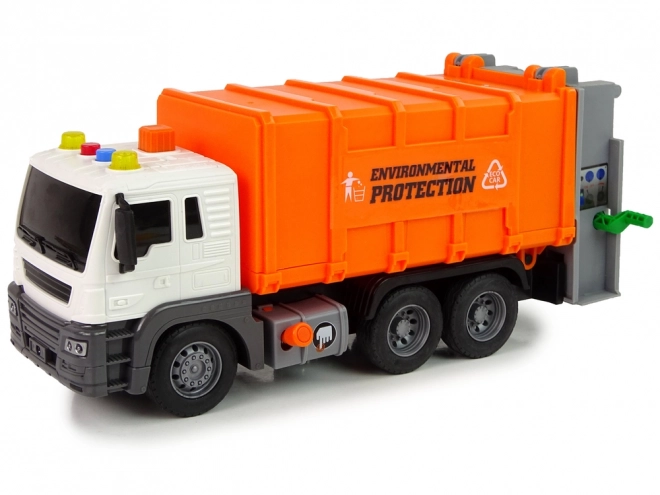 Smetarski kamion z drgnjenjem pogona Zvočni učinki Oranžni 1:16 reciklaža