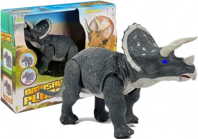 Velik sivi baterijski triceratops dino