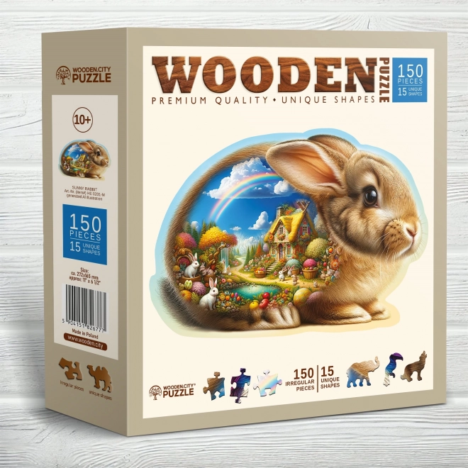 Lesena sestavljanka Zajček od Wooden City