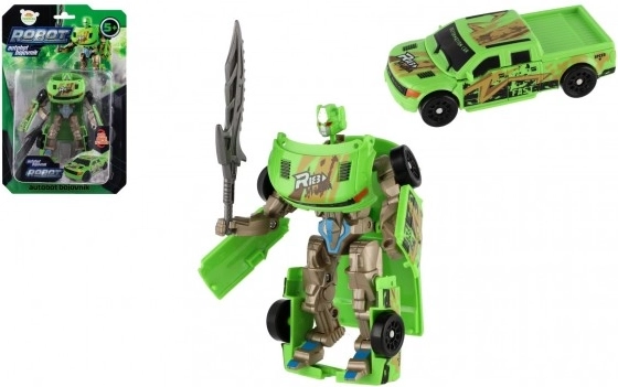 Transformacijski avto v robota 14 cm – zelen plastični model