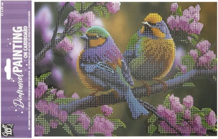 Diamantno slikanje na plošči Ptički 29 × 21 cm