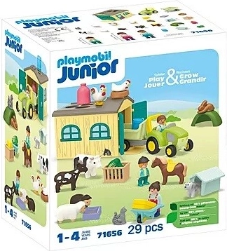 PLAYMOBIL Junior kmetija s traktorjem, prikolico in živalmi