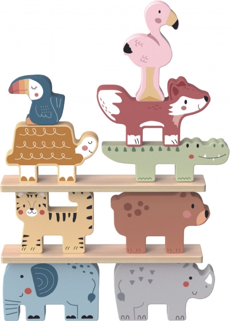 Lesene kocke živali Montessori 9 kosov od Tooky Toy