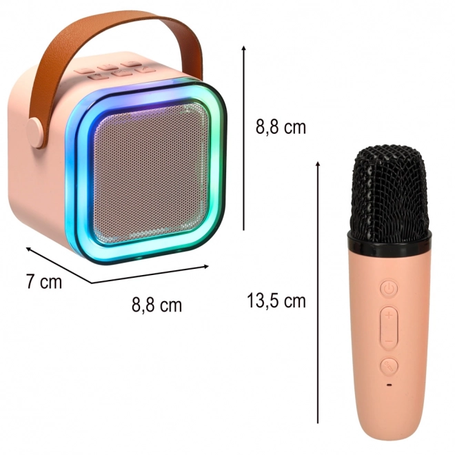 Karaoke set 2 mikrofona + prenosni zvočnik BLUETOOTH USB LED roza