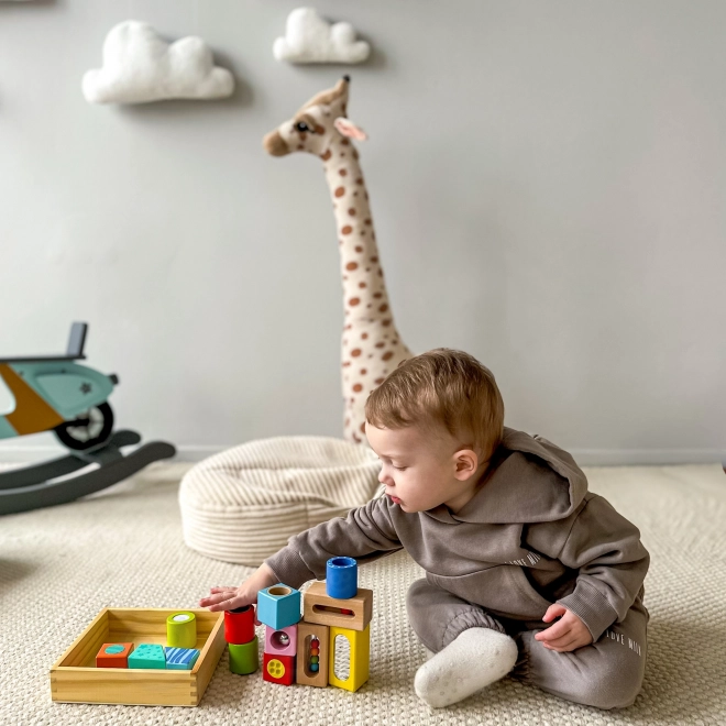 Tooky Toy lesene večnamenske senzorične kocke
