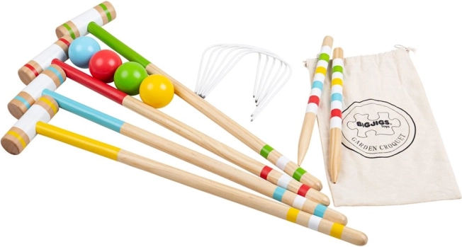 Otroški lesen kroket za vrt BIGJIGS TOYS