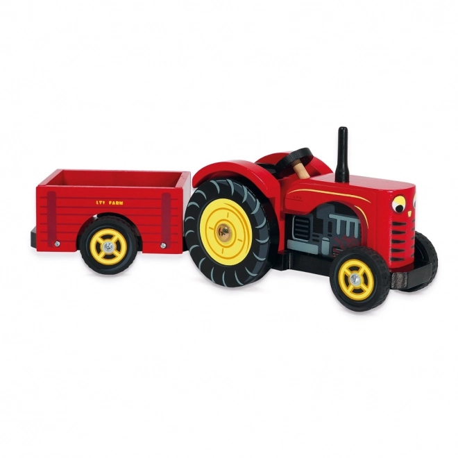 Le Toy Van rdeč traktor in prikolica