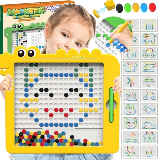Magnetna tabla WOOPIE MAGPAD dinozaver, montessori, 110 magnetnih gumbov