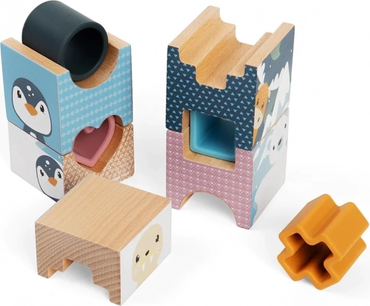 Sestavljanka kocka Arktični stolp Bigjigs Toys