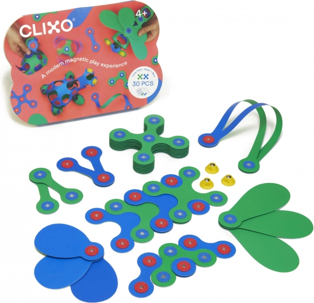 Magnetni bloki Clixo Crew paket, zelena in modra