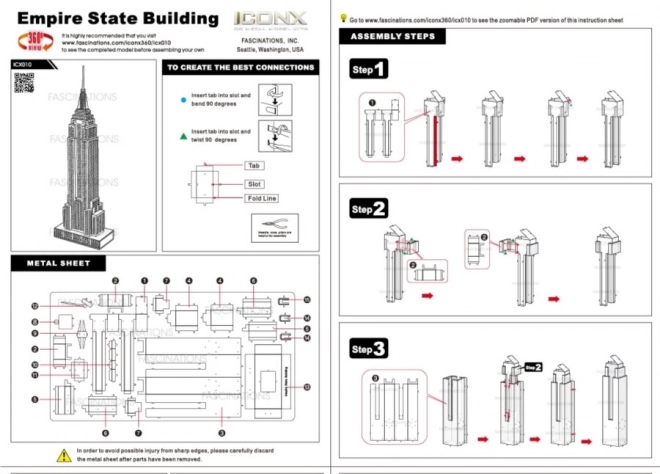 3D kovinski model Empire State Building METAL EARTH