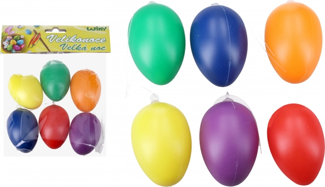 Dekorativna barvna plastična jajčka za obešanje 6 cm