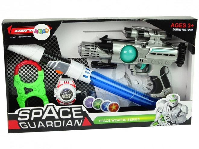 Set vesoljskih orožij Space Guardian z lasersko pištolo in mečem
