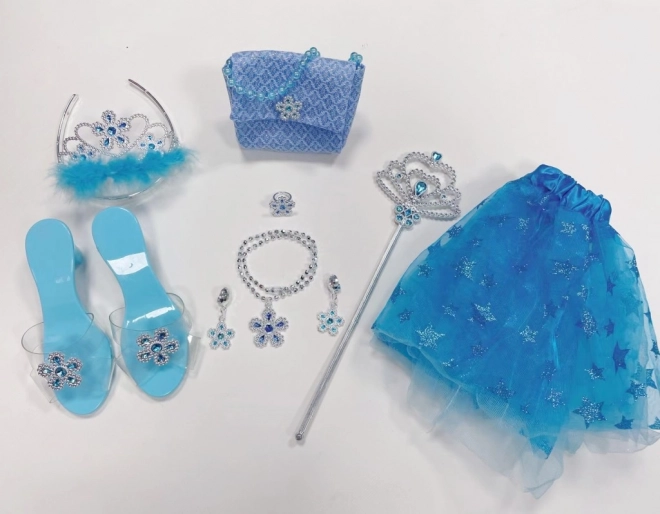 Modri princeskin set – krilce, čeveljčki in torbica