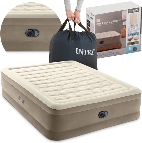 Napihljiva velur postelja z vgrajeno črpalko Intex 203 × 152 × 46 cm