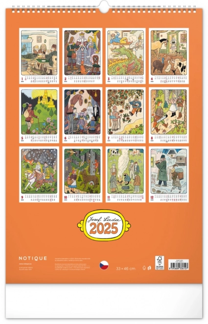 Stenski koledar Josef Lada 2025, 33 × 46 cm